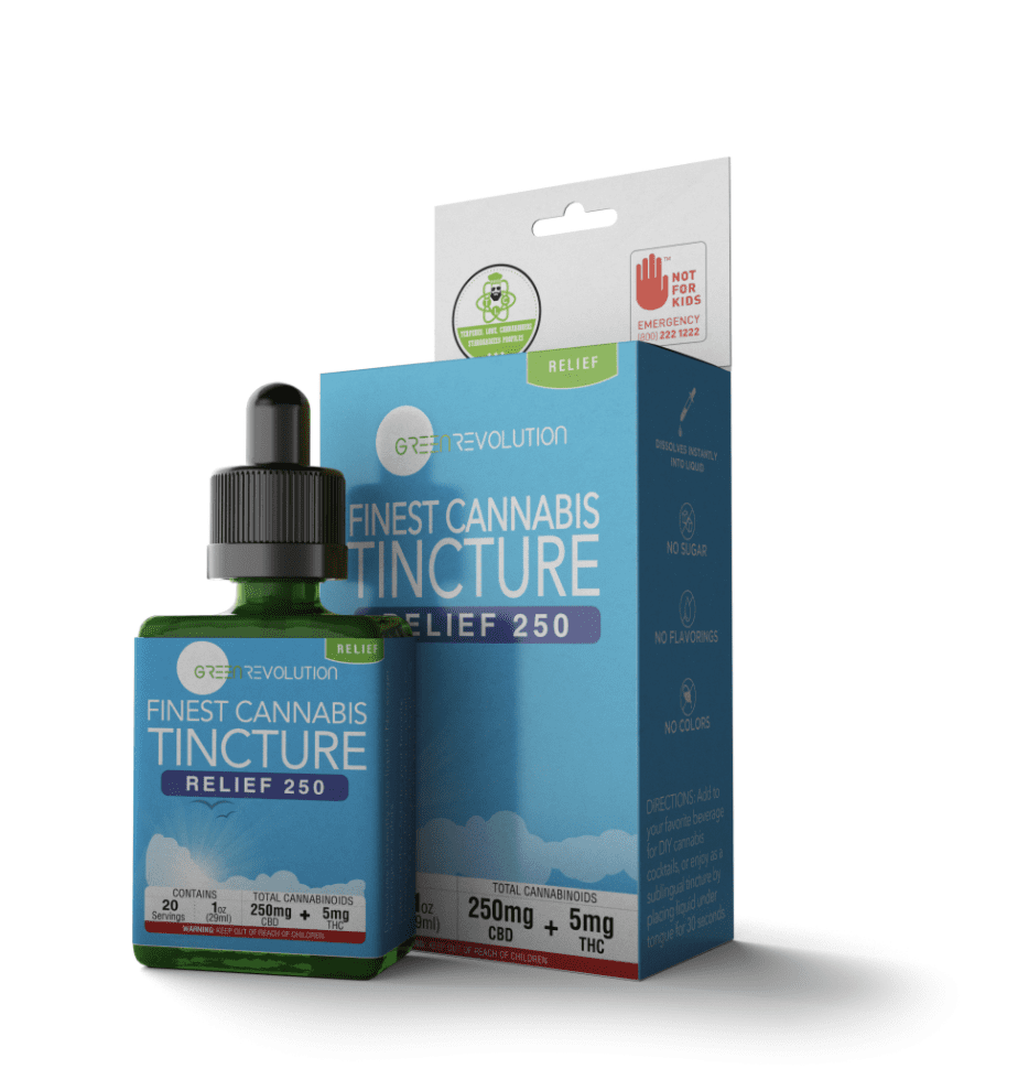 Tincature bottle next to Tincature packaging | Dockside Cannabis