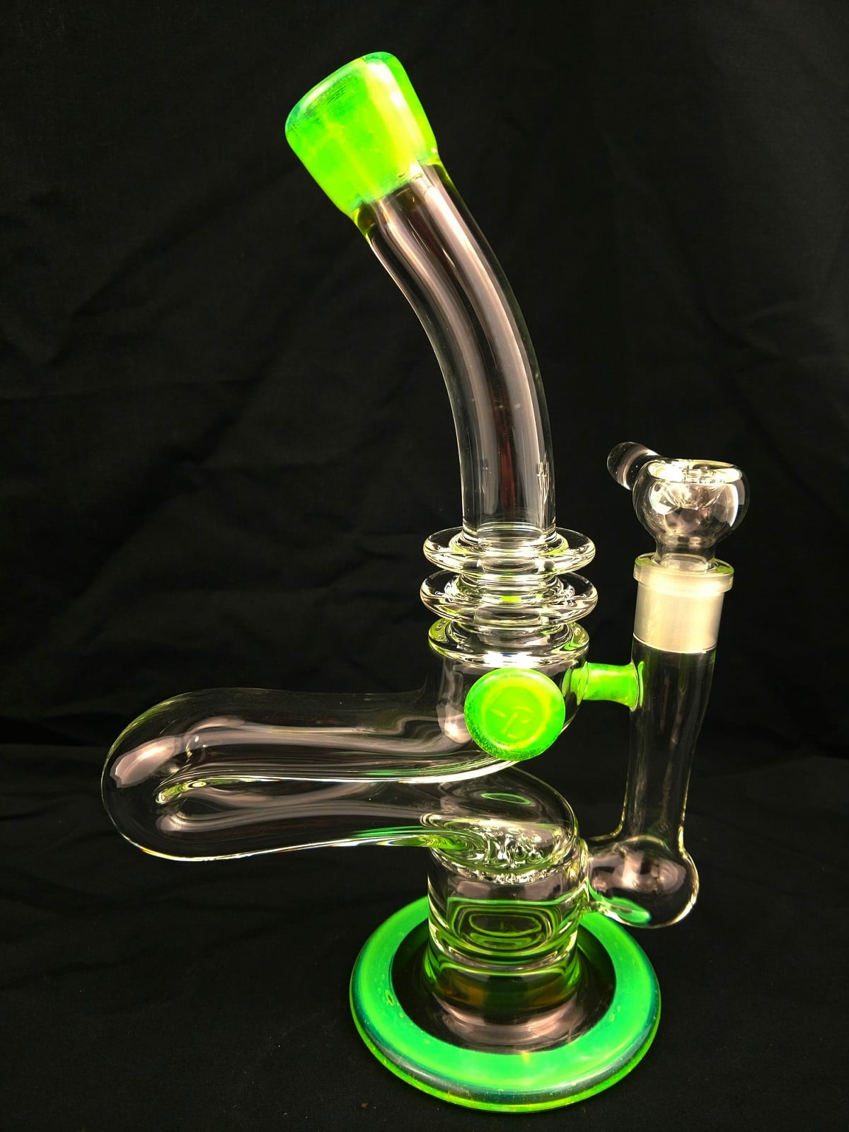 glass bong with green details | Dockside Cannabis