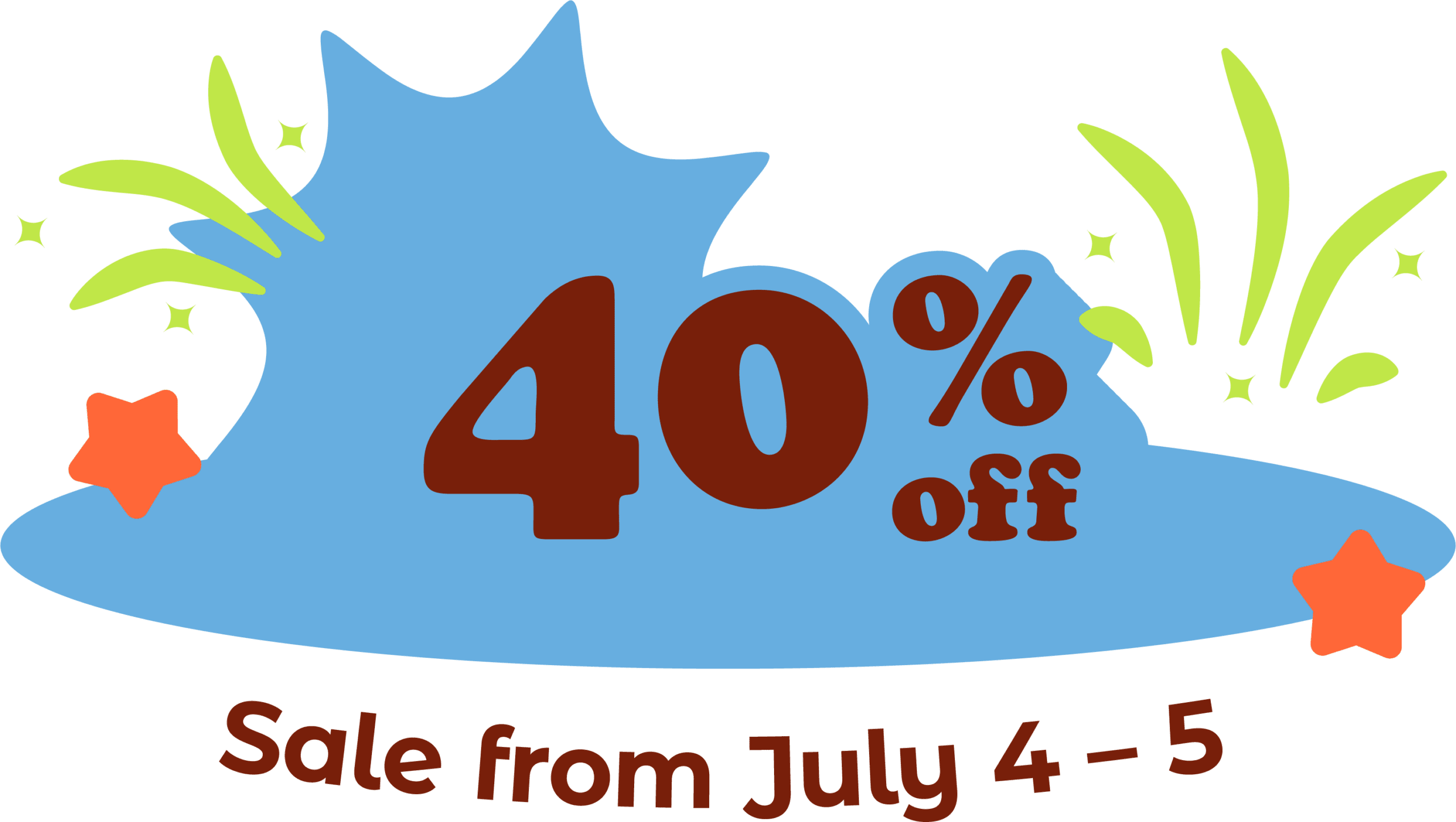 40% off select brands and products from July 4th to the 5th